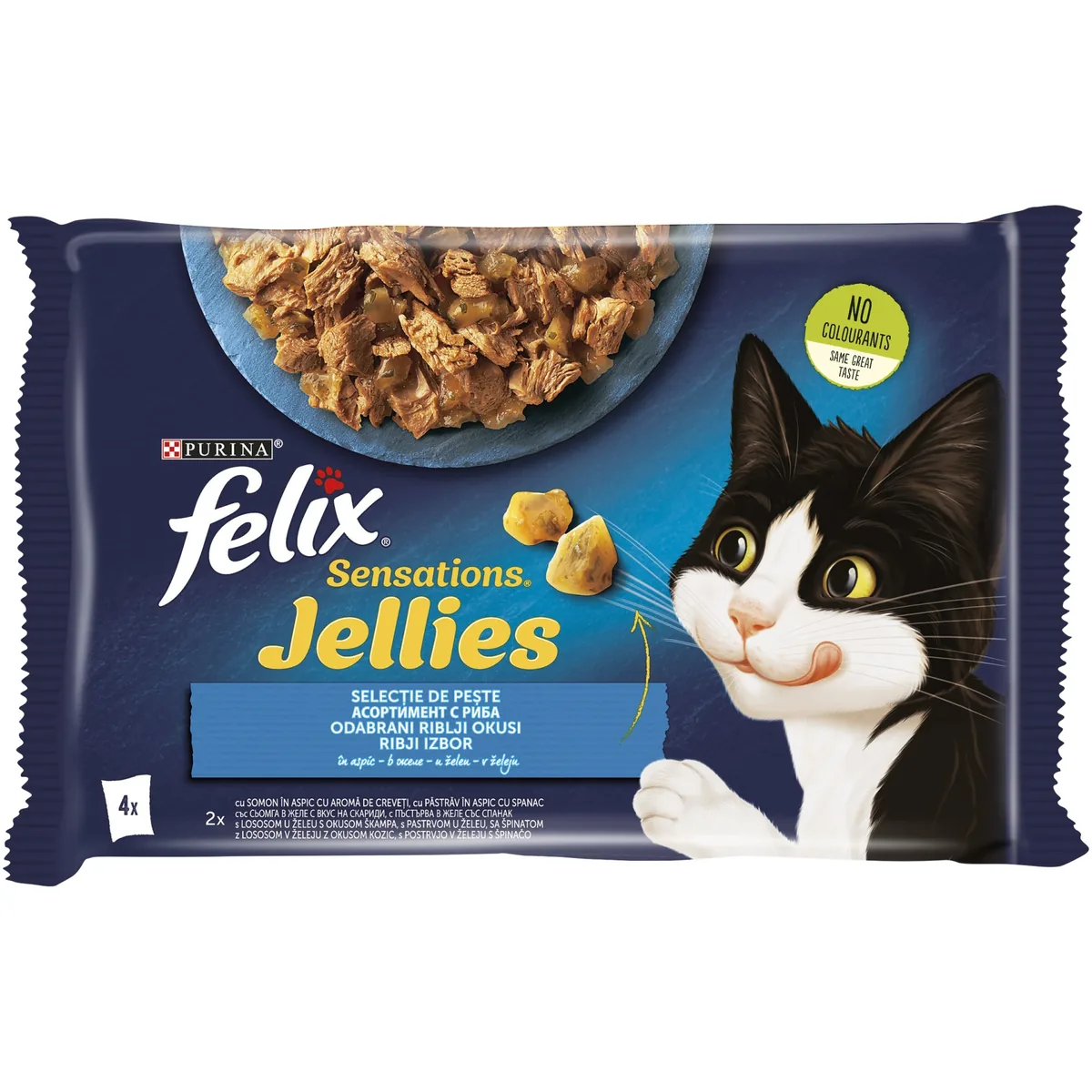 Hrana Umeda Pentru Pisici Felix Sensations Peste 4x85g