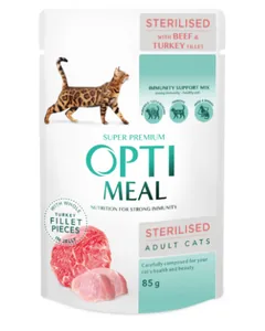 Hrana Umeda pentru Pisici Optimeal Sterilised Vita/Curcan 85g
