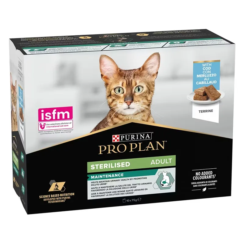 Hrana Umeda Pisici Purina Pro Plan STERILISED Adult Cod 10x75g