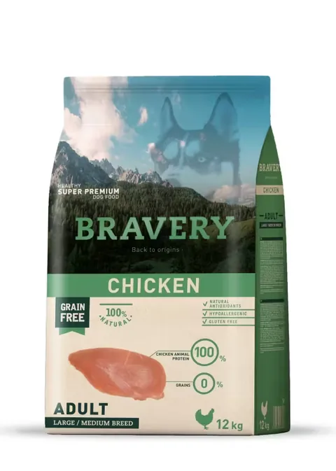 Hrana Uscata Caini Bravery Large-Medium Adult Pui 12kg