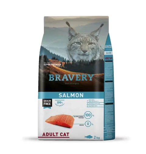 Hrana Uscata pentru Pisici Bravery Adult Cat Somon 2kg