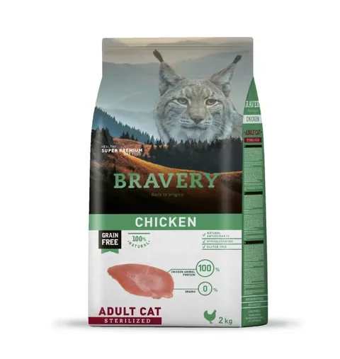Hrana Uscata Pisici Bravery Adult Cat Sterilised Pui 2kg