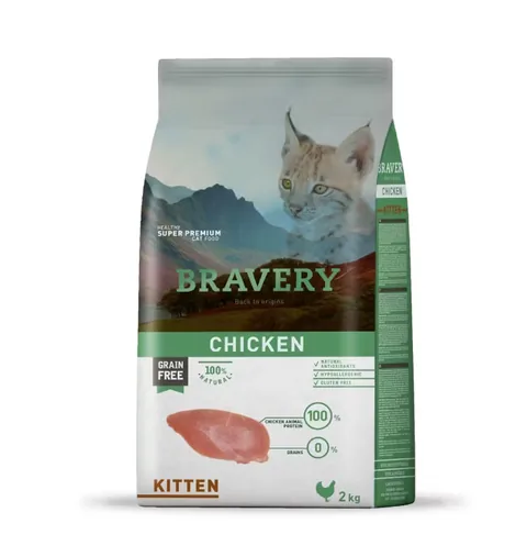Hrana Uscata Pisoi Bravery Kitten Pui 2kg