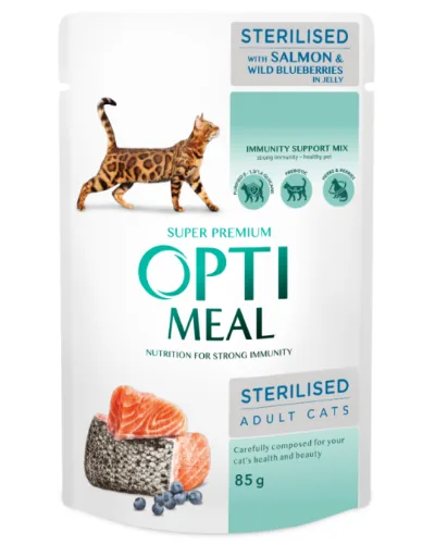 Hrana Umeda pentru Pisici Optimeal Sterilised Somon 85g