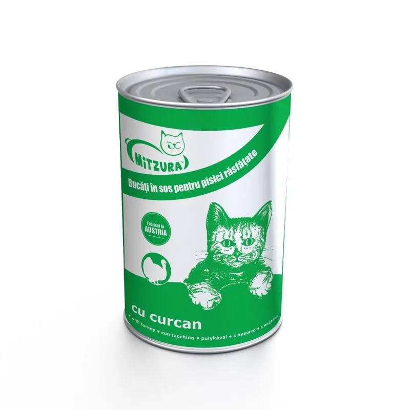 Conserva pentru Pisici Mitzura Curcan 415g