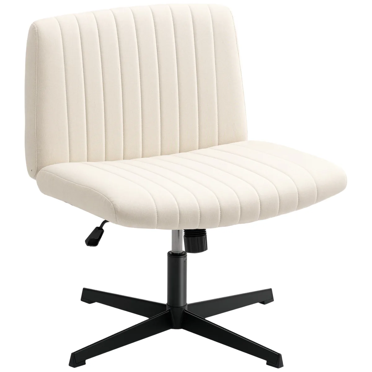 Scaun de Birou HOMCOM Reglabil Inaltime Picioare Incrucisate Aspect In 120kg Alb Crem