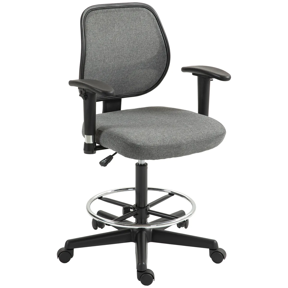 Scaun de Birou Vinsetto 60x57x97-119cm Reglabil Cu Cotiere Pe Roti Gri