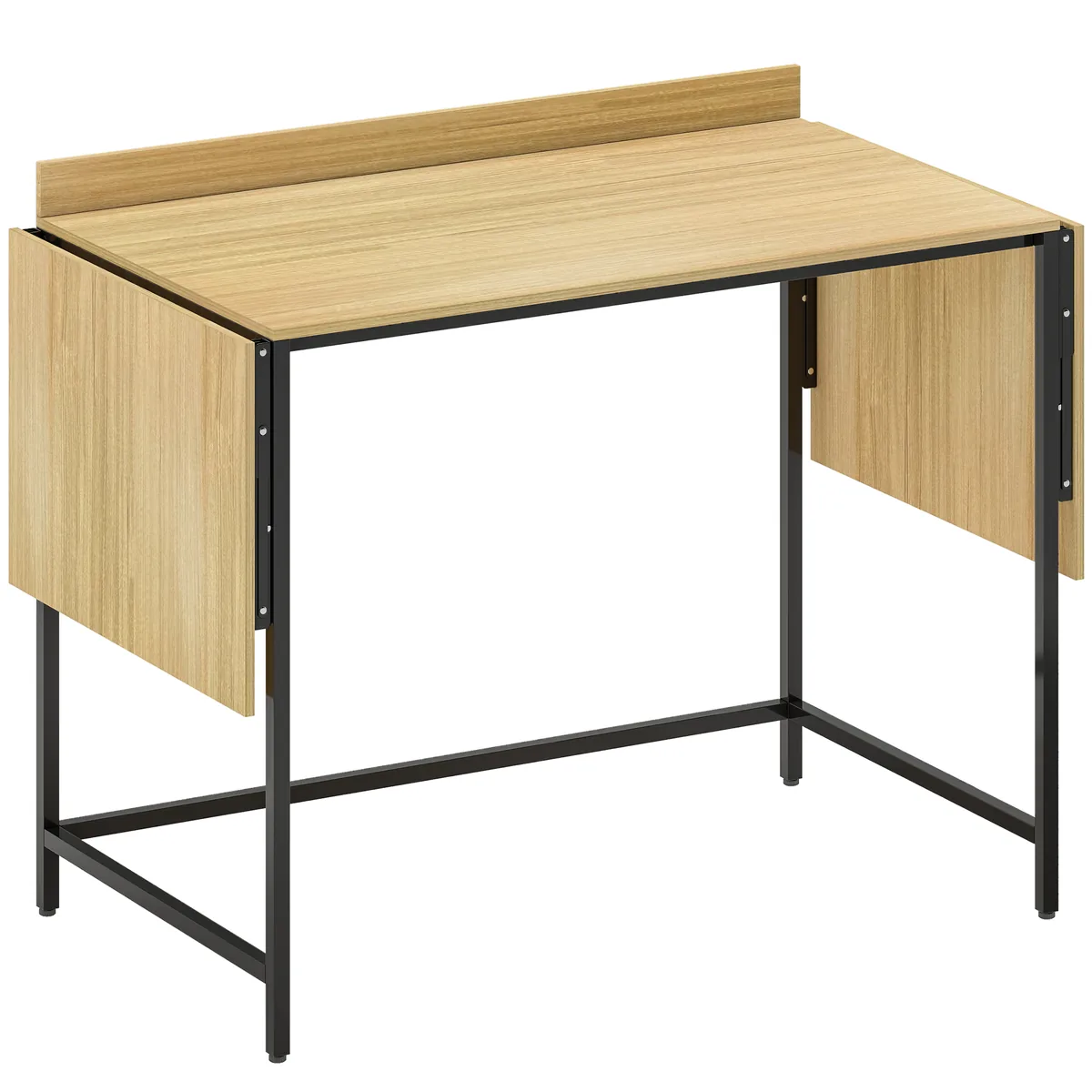 Birou HOMCOM Pliabil 2 Blaturi Extensibile Metal Stejar+Negru