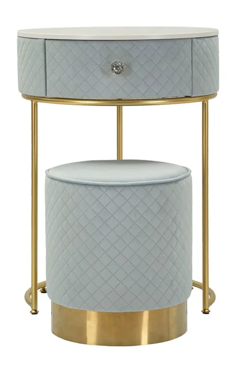Noptiera cu Puf Mauro Ferretti Glamour Albastru 52x70cm 36x37cm