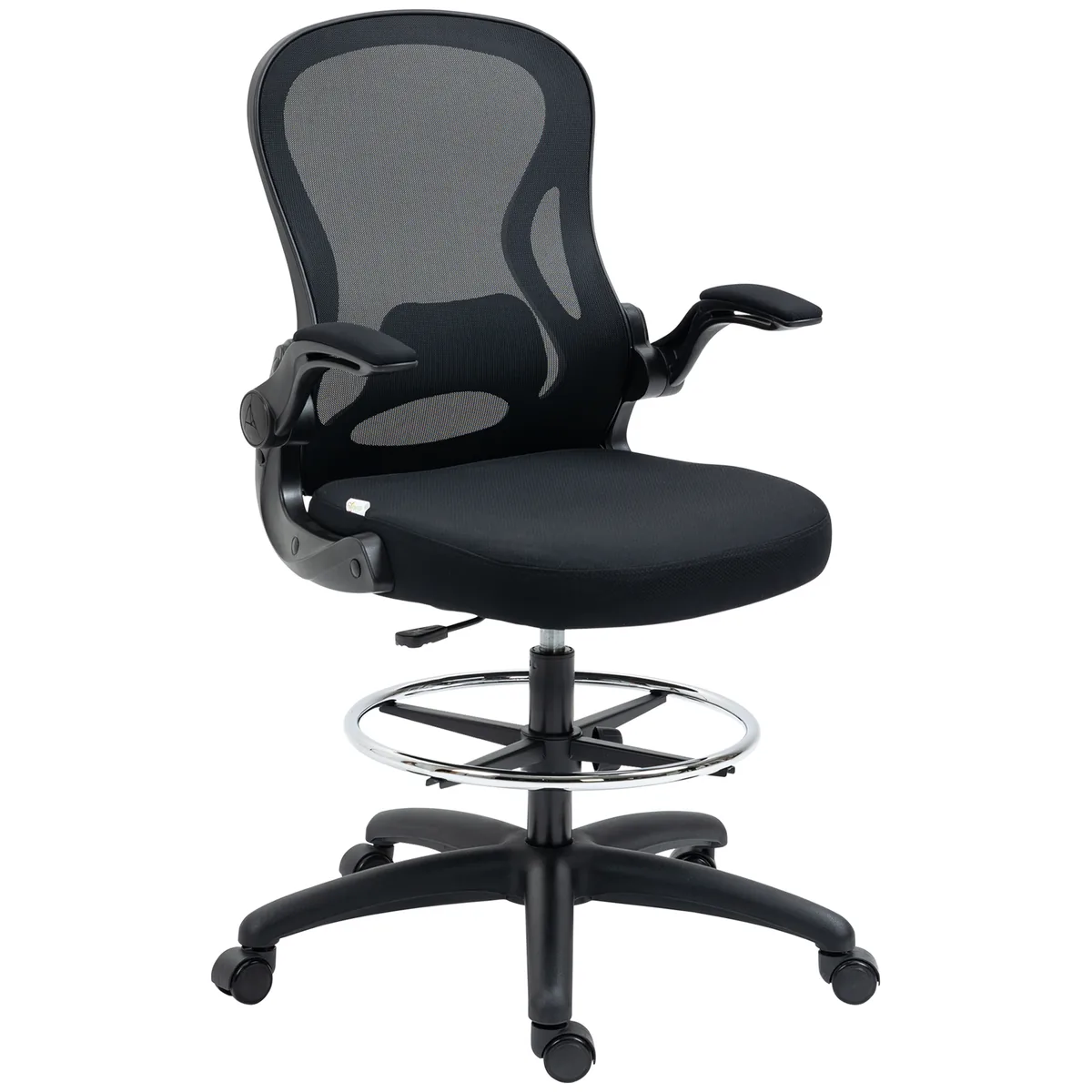 Scaun de Birou Ergonomic Vinsetto Reglabil Suport Picioare Cotiere Rabatabile Negru