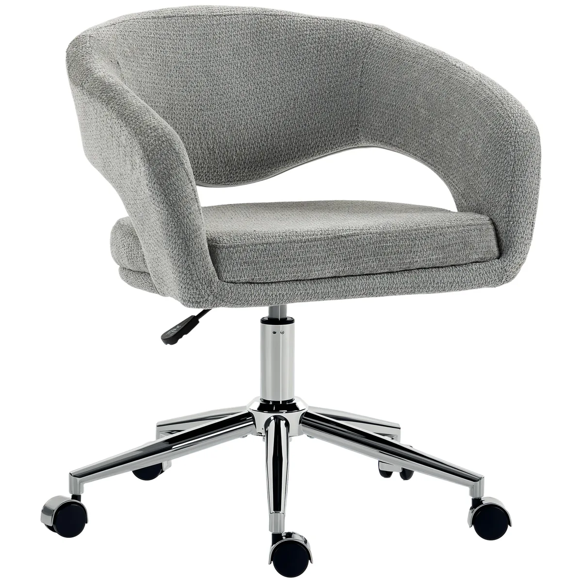 Scaun de Birou HOMCOM Ergonomic Chenille Spătar Curba Gri
