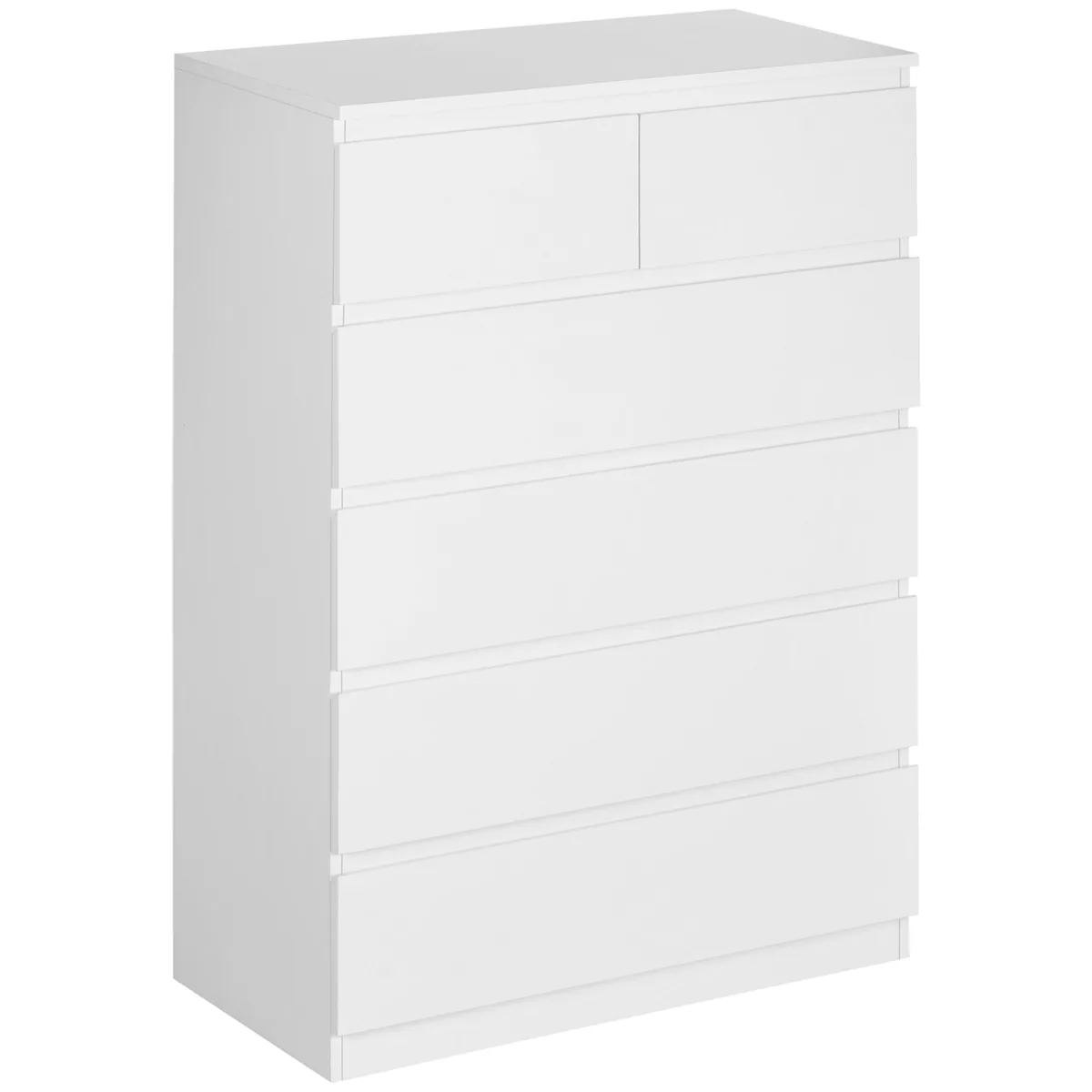 Comodă HOMCOM 6 Sertare 80x39x115 cm Alb