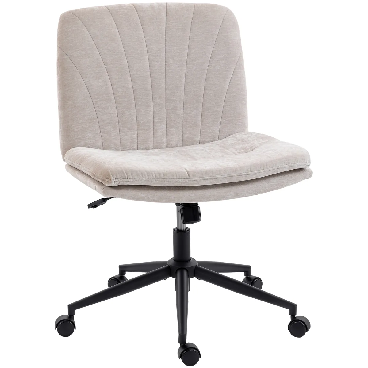 Scaun de Birou HOMCOM Reglabil Înclinabil Rotativ Chenille Oțel 62x67x83-93cm Bej