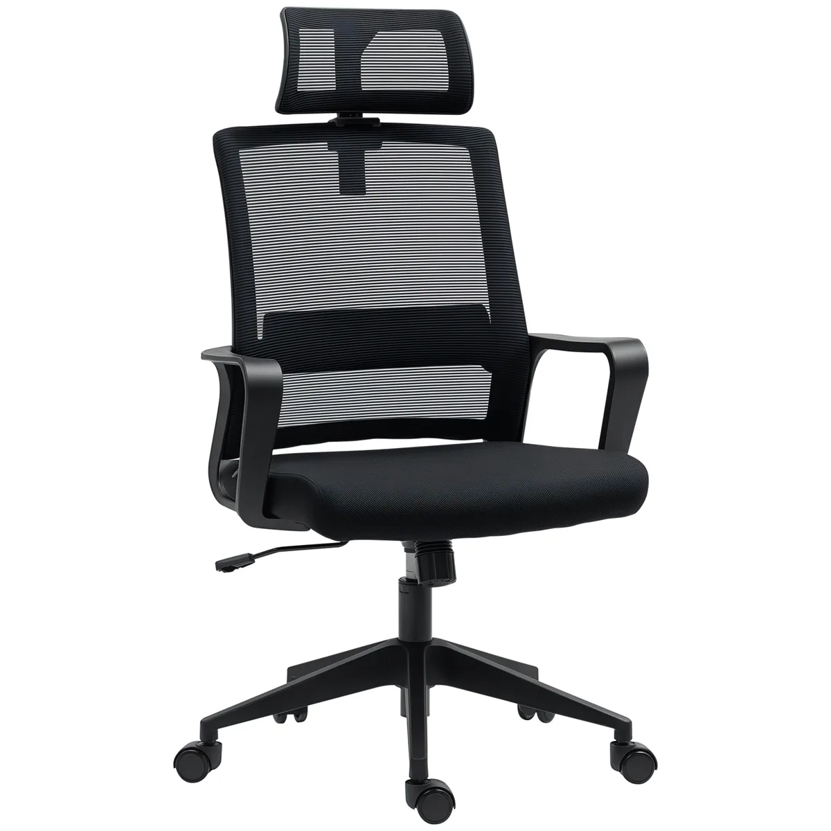 Scaun de Birou HOMCOM Ergonomic cu Tetieră Înălțime Reglabilă Balansare Negru