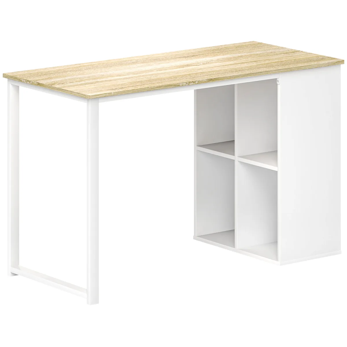 Birou HOMCOM 4 Rafturi Deschise Picioare Antiderapante 120x54x75 cm Stejar