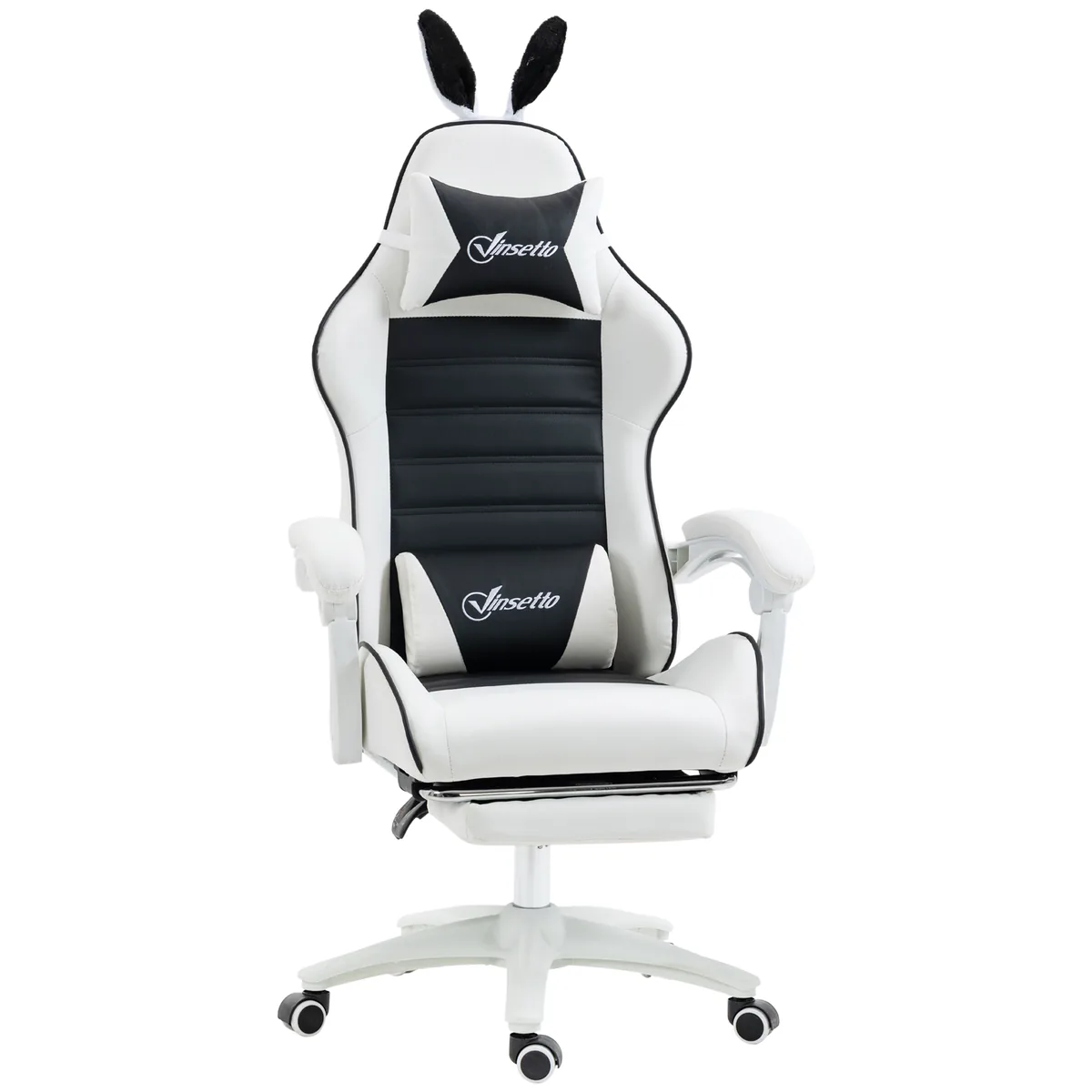 Scaun Gaming Vinsetto Urechi Iepuraș Suport Picioare Perne Reclinabil Negru