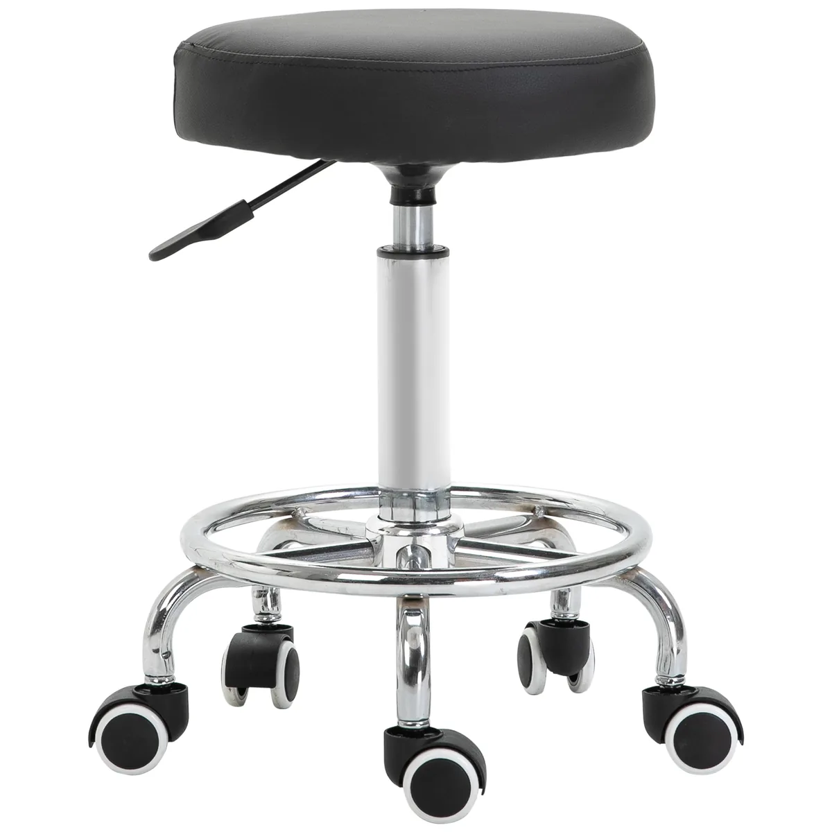Taburet de Masaj cu Roti Vinsetto Reglabil 50-64cm Pivotant 360° Negru