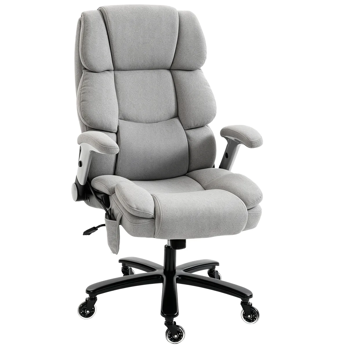 Scaun de Birou HOMCOM Extra Lat Suport Lombar Airbag Rabatabile Gri Deschis