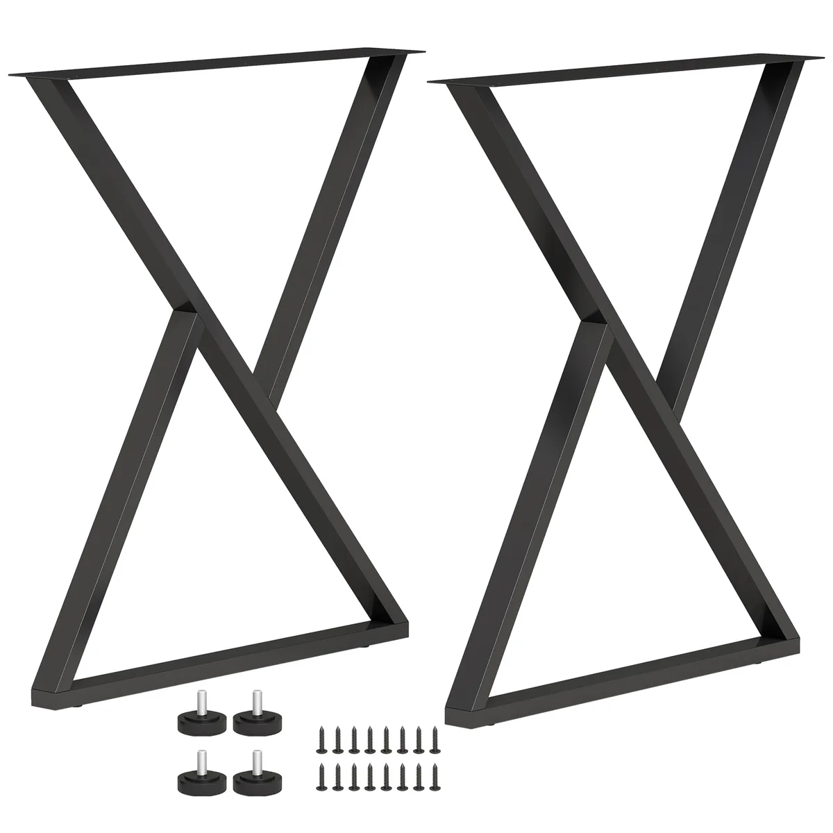 Picioare de Masa HOMCOM Set de 2 Otel Forma X Reglabile Negru