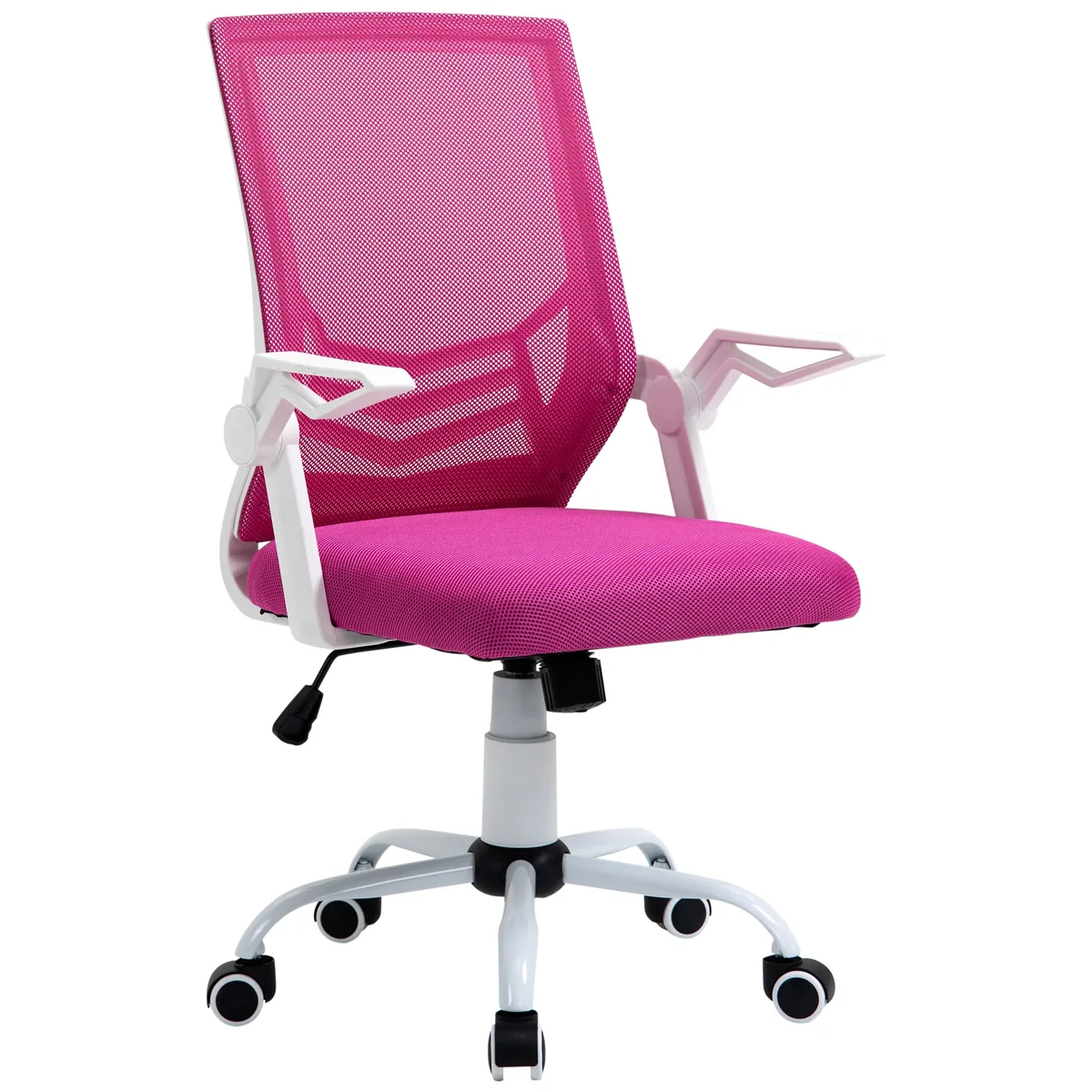 Scaun de Birou Vinsetto Ergonomic cu Cotiere Suport Lombar Pivotant Reglabil Roz