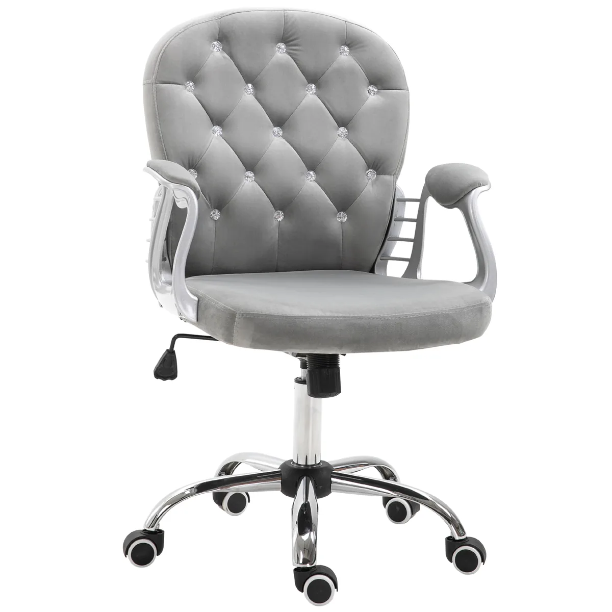 Scaun de Birou HOMCOM Vinsetto Ergonomic cu Braț Spătar Capitonat Catifea Gri