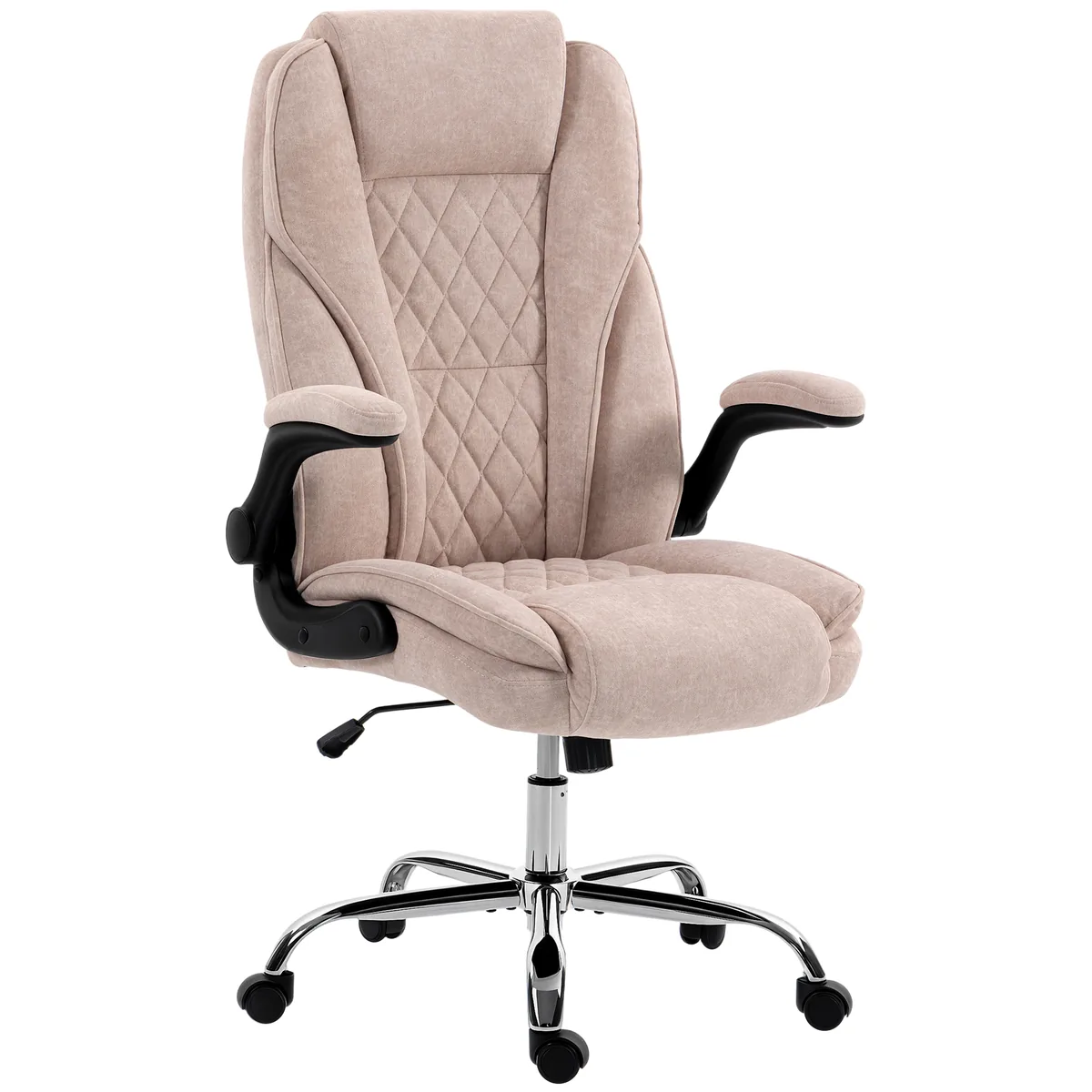 Scaun de Birou HOMCOM Ergonomic Brațe Rabatabile 70x70x114-122cm Roz