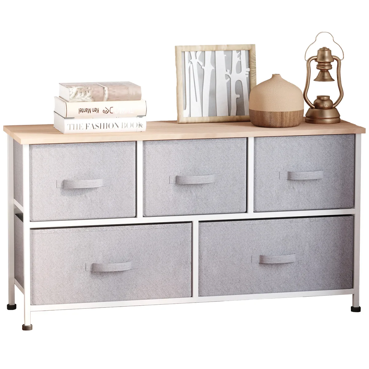 Comodă HOMCOM 5 Sertare 100x30x54 cm Gri