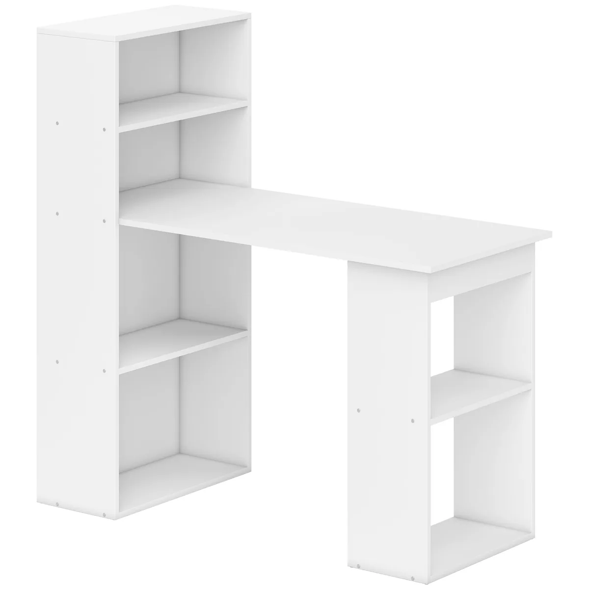 Birou cu Bibliotecă HOMCOM Alb 120x55x120cm PAL 6 Rafturi