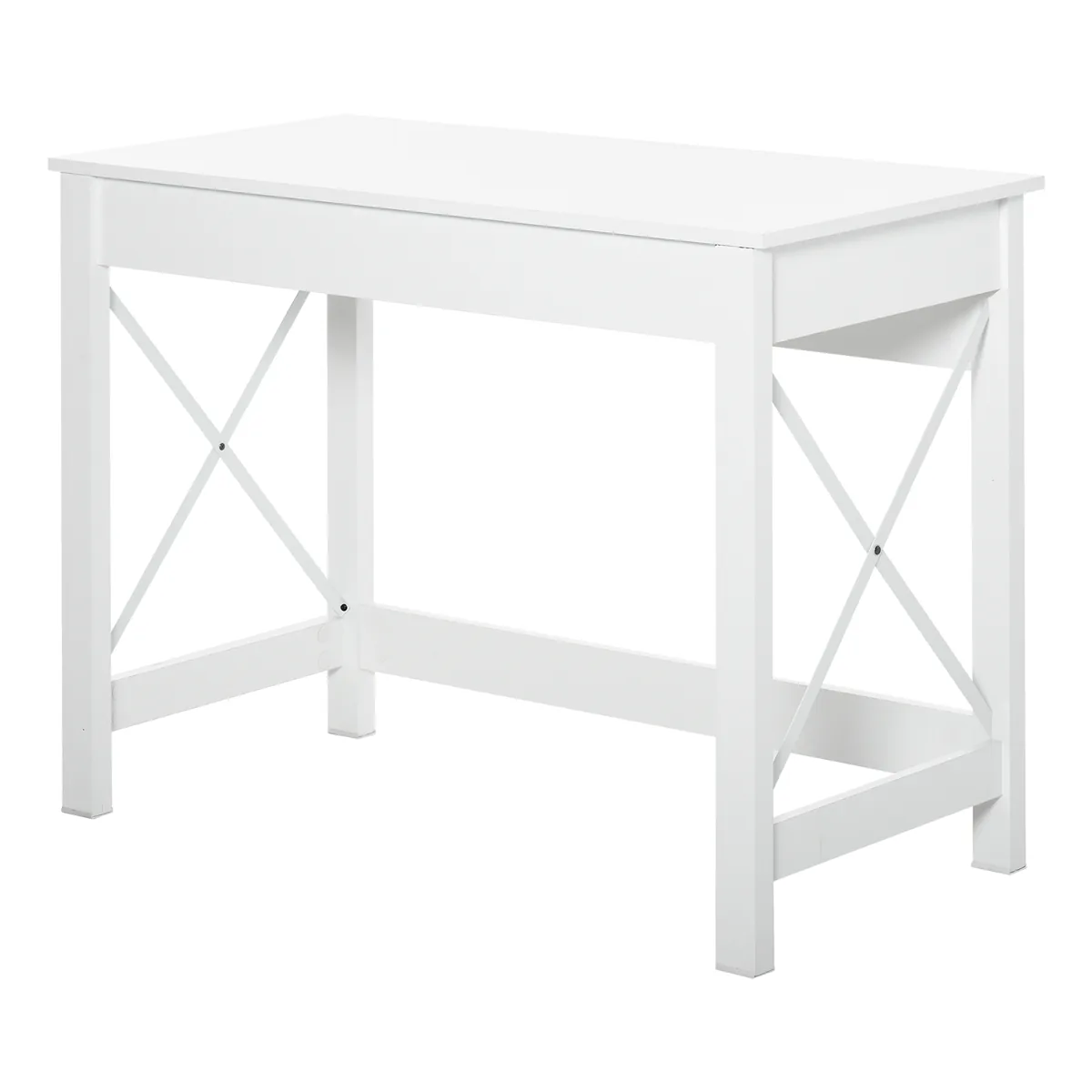 Birou de Studiu HOMCOM Stil Modern Metal MDF 105x50x76cm Alb