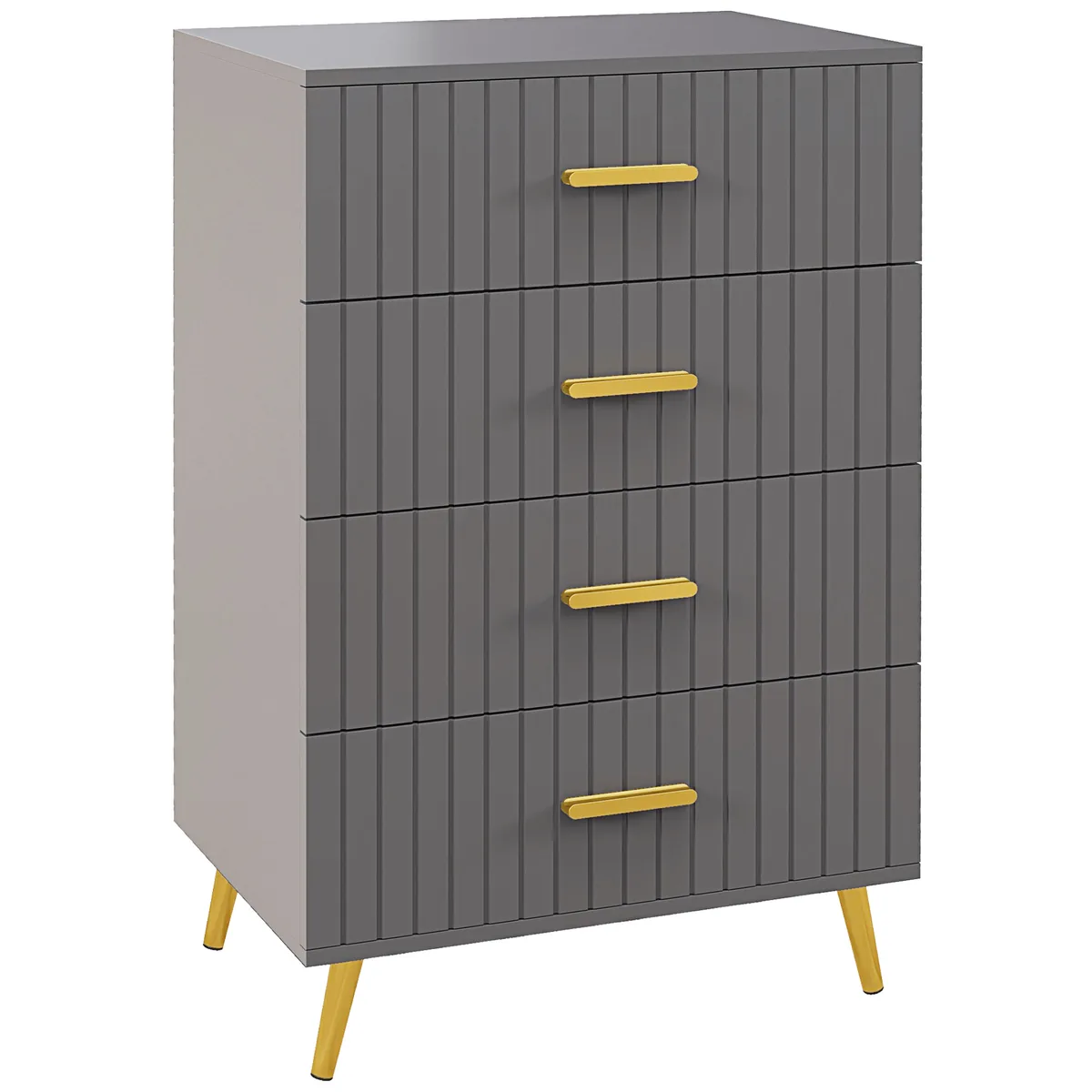 Comodă HOMCOM Modernă 4 Sertare 60x40x90 cm Gri Închis
