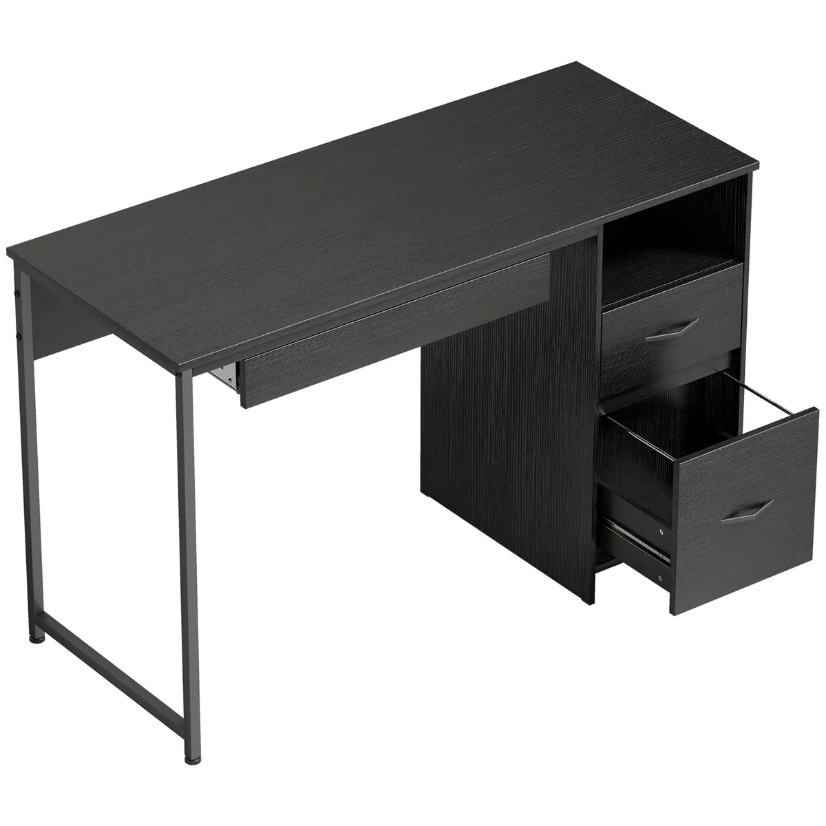 Birou HOMCOM Gaming Industrial 120x52.3cm Suport Tastatura cu Sertare Negru