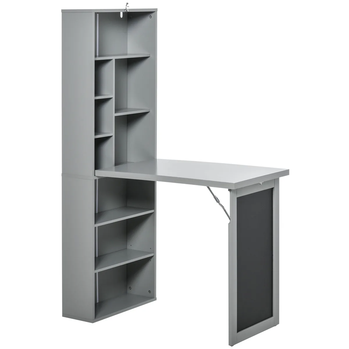 Birou Pliabil Homcom cu Biblioteca Tabla si Masa Dining 98x51x153cm Gri Inchis