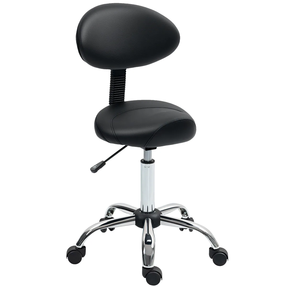 Scaun Pivotant HOMCOM Cu Roti Spătar Ajustabil 50x50x83-98 cm Negru