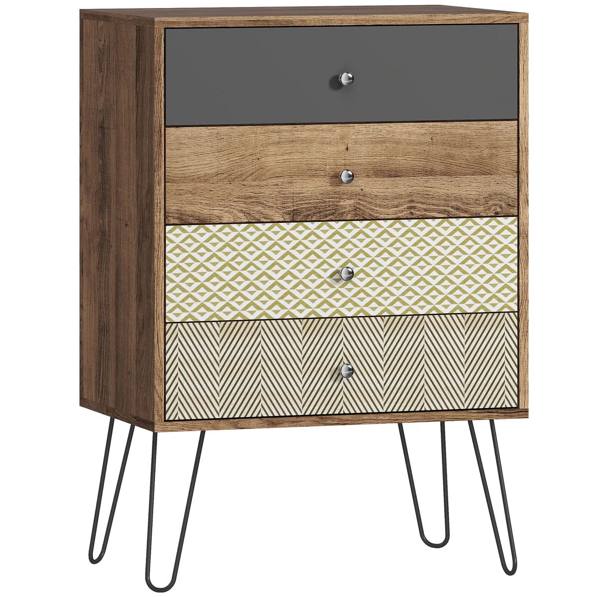 Comodă HOMCOM 4 Sertare Boem 60x39x86 cm Multicolor
