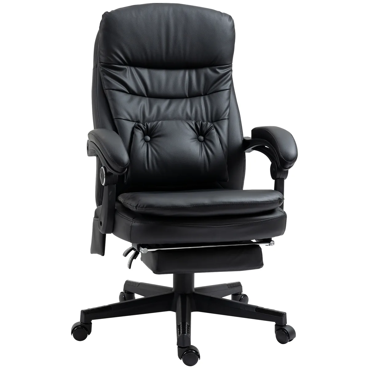 Scaun de Birou Vinsetto cu Masaj Vibrații USB Piele PU Suport Lombar Picioare Negru