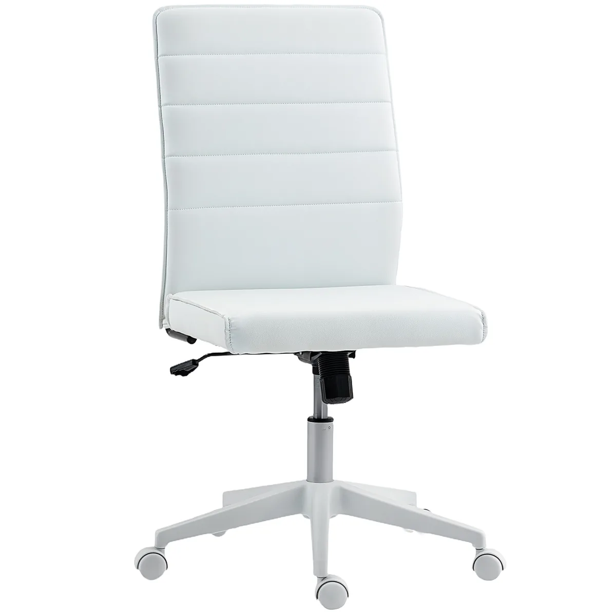 Scaun de Birou HOMCOM Ergonomic Reglabil Piele PU Fara Bratze Alb