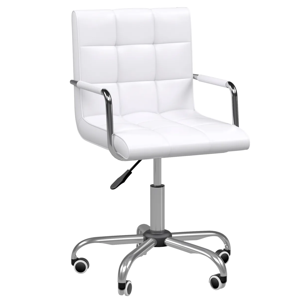 Scaun de Birou HOMCOM Piele PU Capitonaj Alb