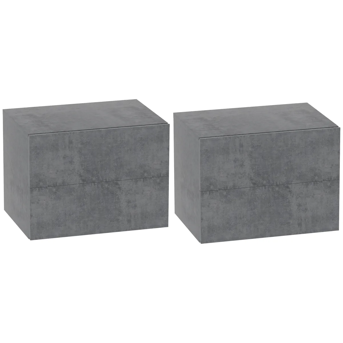 Set de 2 Noptiere Suspendate HOMCOM 40x29x30 cm 2 Sertare Gri