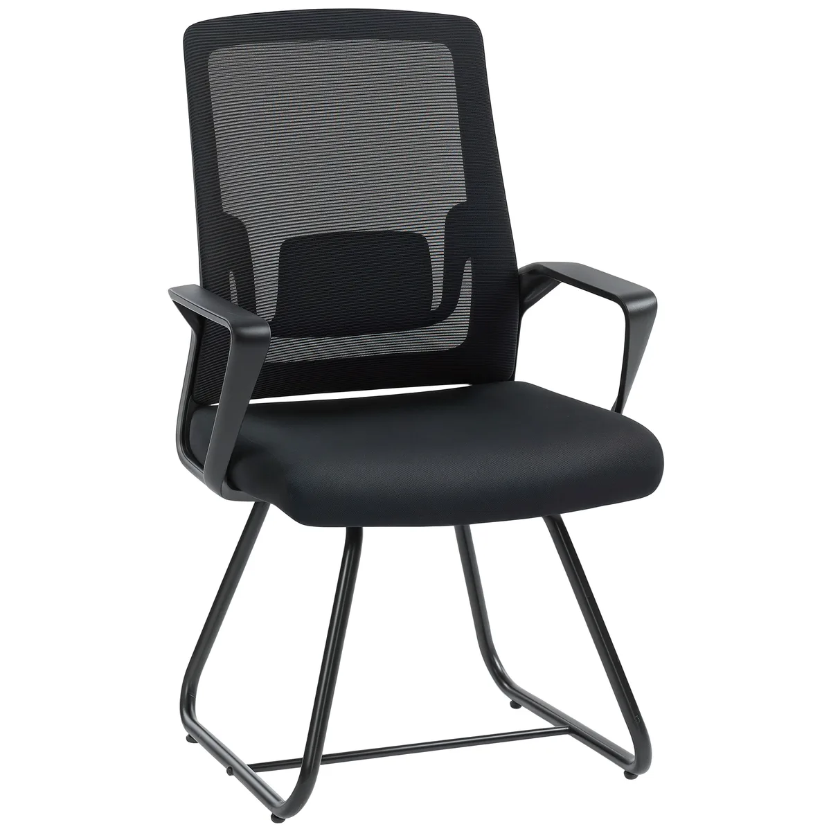 Scaun de Așteptare HOMCOM Fără Roți Ergonomic cu Brațe Negru