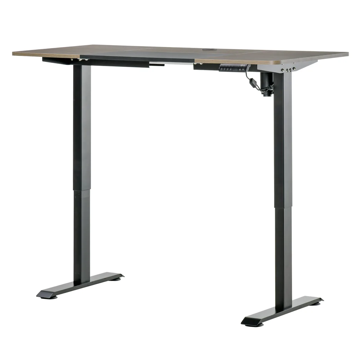 Birou Vinsetto Reglabil Electric Cadru Negru Blat Teak 140x70cm