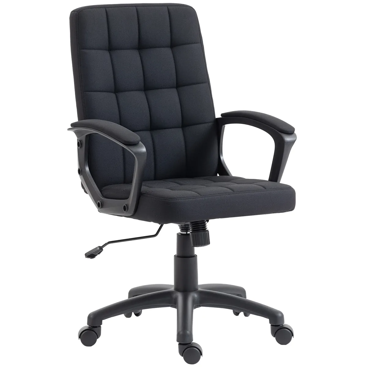 Scaun de Birou Vinsetto Tapițat Stofă In Sintetic Basculant Spătar Mediu Cotiere Negru