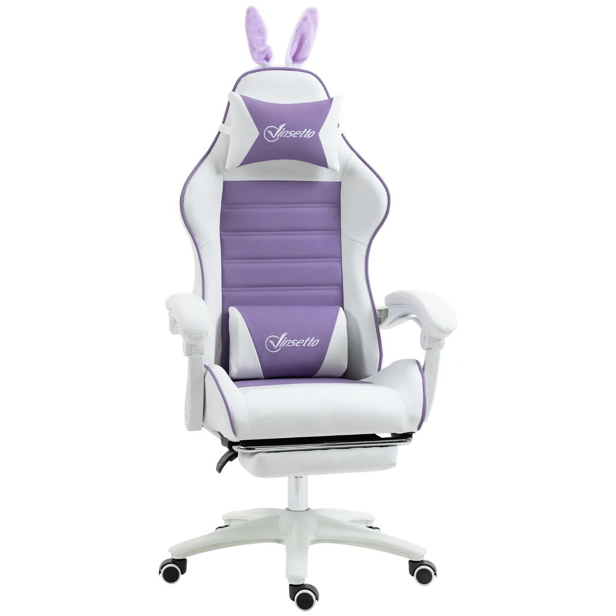 Scaun Gaming Vinsetto cu Urechi de Iepuraș Suport Picioare Perne Mov