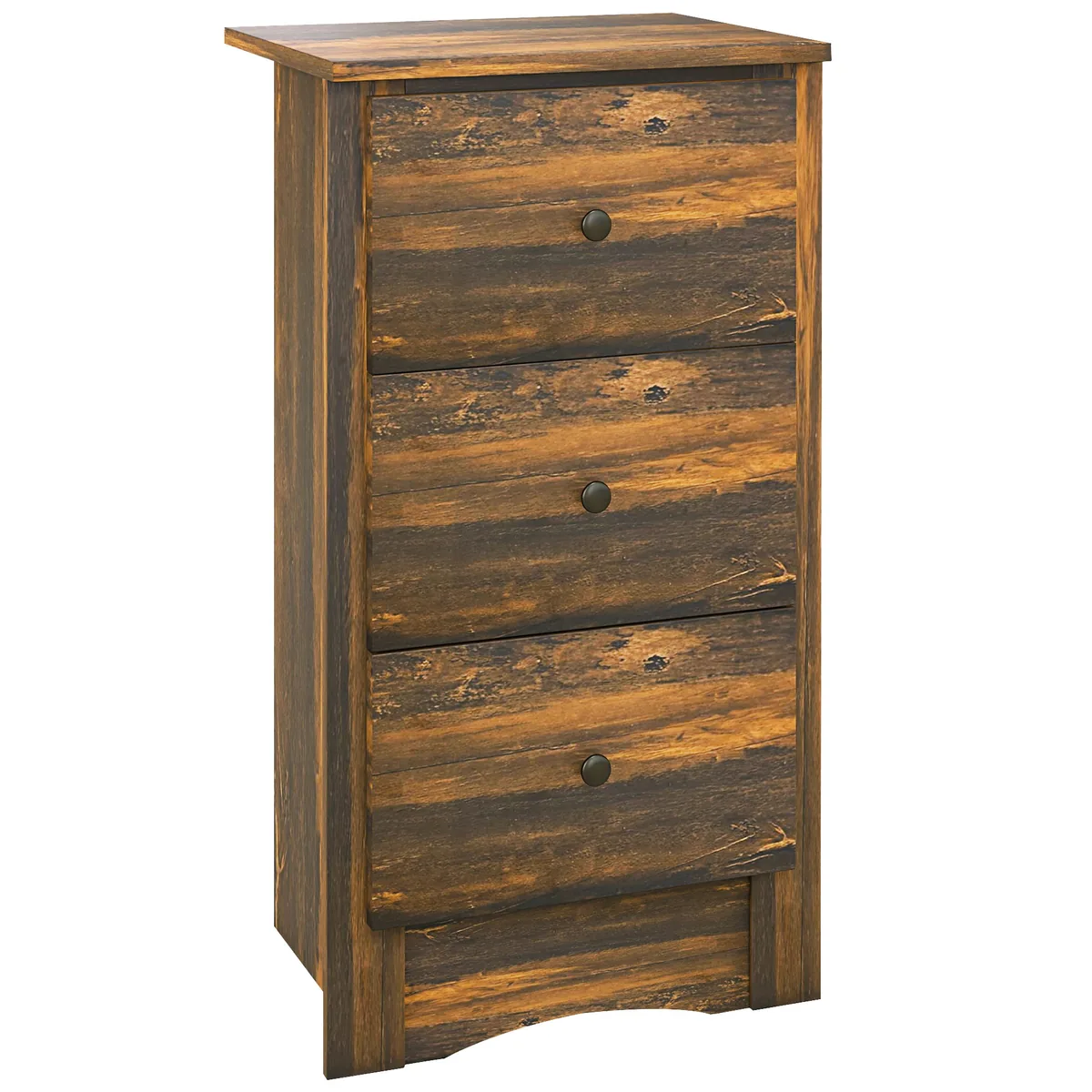 Noptieră HOMCOM Rustic 2 Sertare Lemn 40x30x74cm Maro