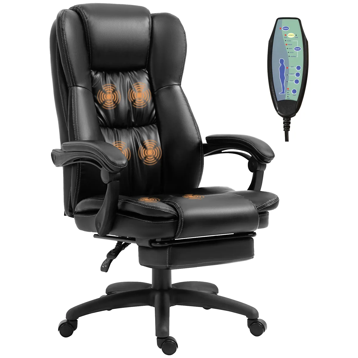 Scaun de Birou Vinsetto cu Masaj Înclinare Piele Artificială Negru