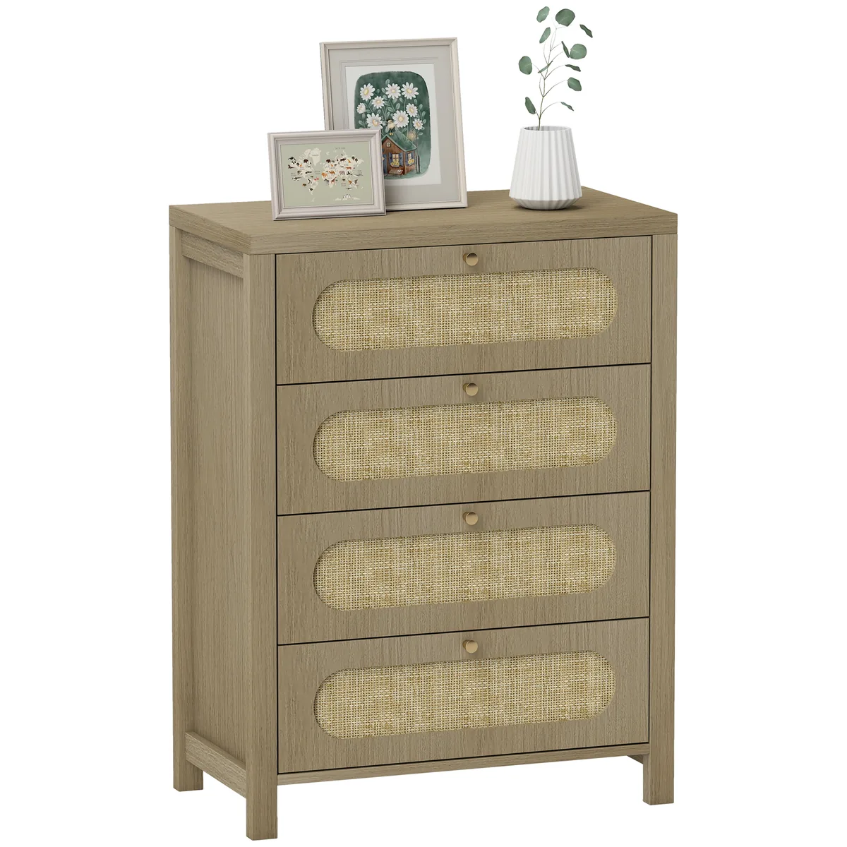 Comodă HOMCOM 4 Sertare 70x38x93 cm Stil Boemian Usi Rachita