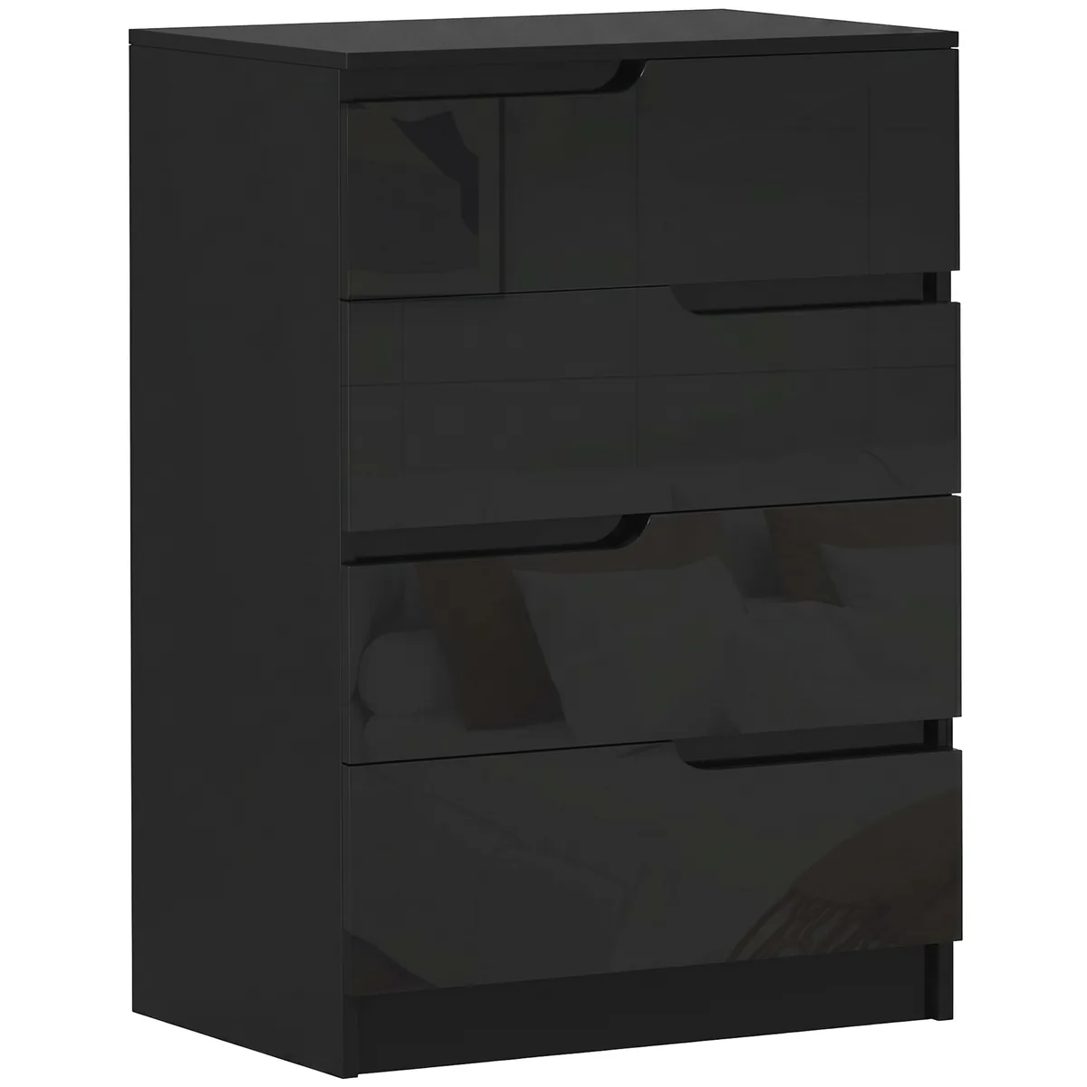 Comodă HOMCOM 4 Sertare Negru Lucios 60x40x85cm
