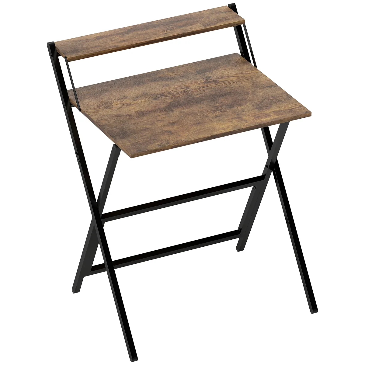 Birou HOMCOM Pliabil 65,5x45cm cu Etajera Maro Rustic