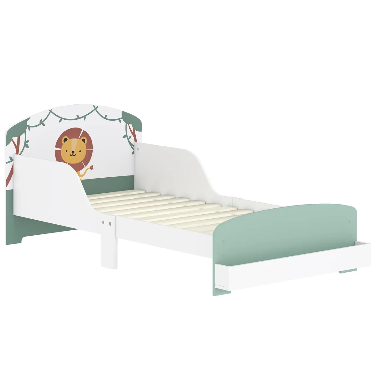 Pat pentru Copii AIYAPLAY cu Spatiu de Depozitare Design Leu 3-8 Ani