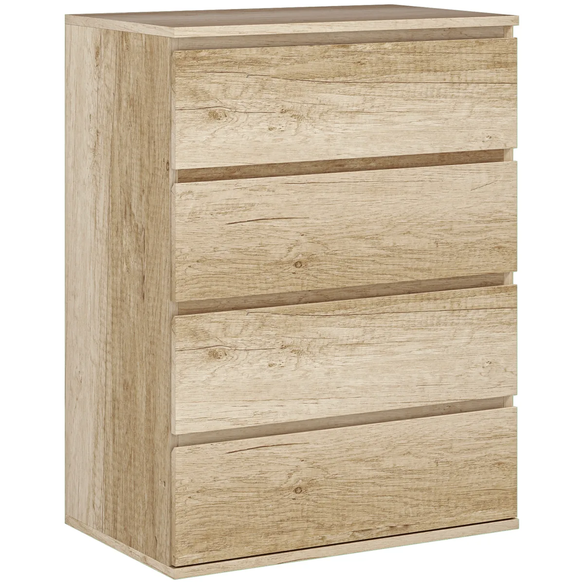 Comodă HOMCOM Design Minimalist Fără Mânere 4 Sertare 60x40x80cm Natural