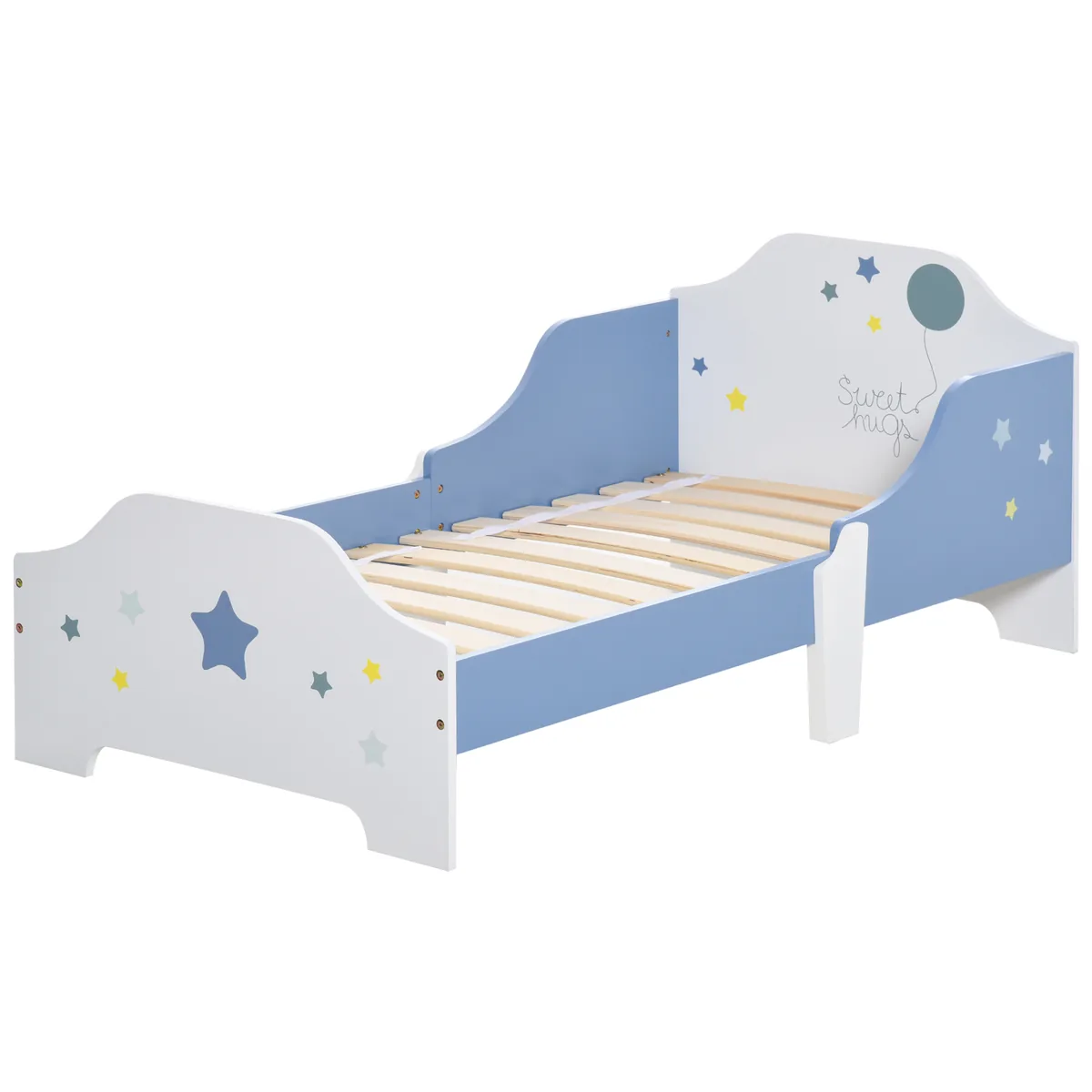 Pat Copii HOMCOM cu Protectii Laterale 3+ Ani 143x74x59cm